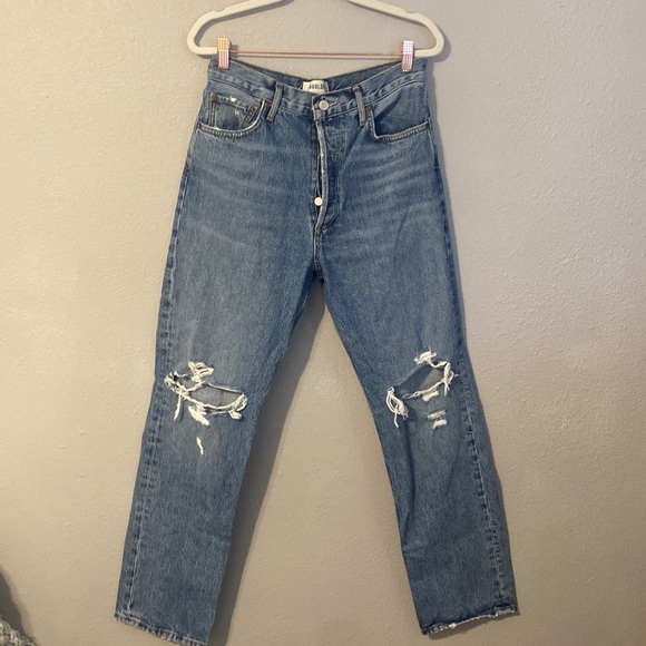 Agolde Denim - Agolde Blue Distressed Women Jeans